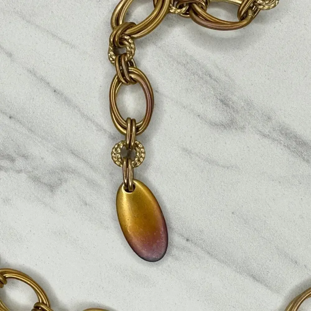 Vintage Gold Oval Link Chain Belt Drop Charm OS ✨